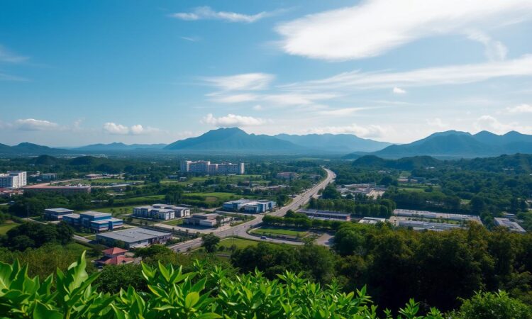 Aerial view of Costa Rica's development landscape showing modern infrastructure and natural beauty