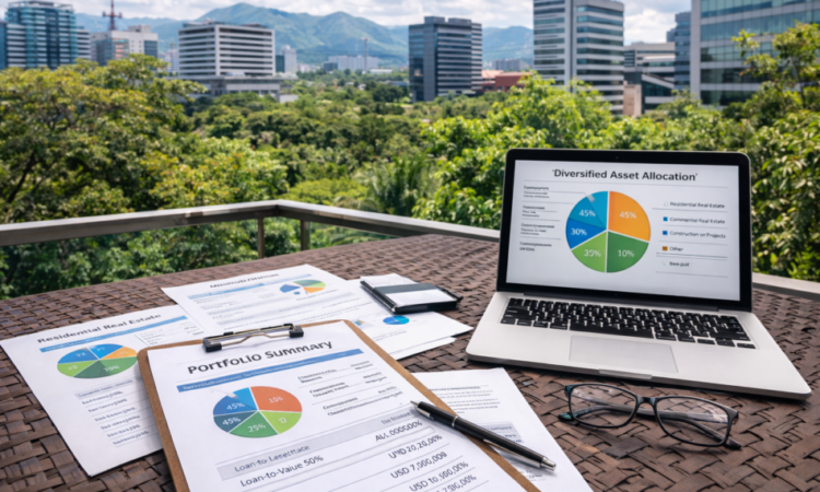 Investment fund portfolio review taking place in an outdoor Costa Rica business setting