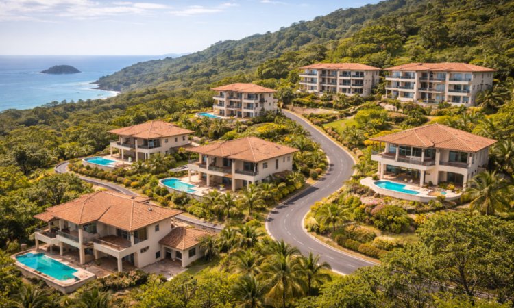 Modern hillside real estate development in Costa Rica used for secured investment analysis