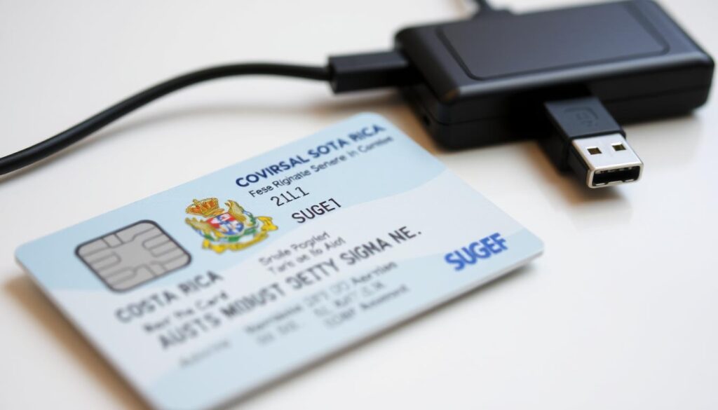 Digital signature (Firma Digital) card and reader used for SUGEF registration in Costa Rica