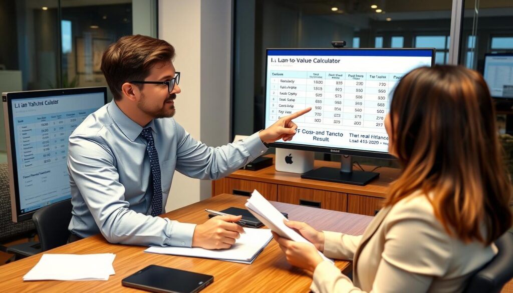 Financial advisor answering questions about Loan-to-Value Calculator results