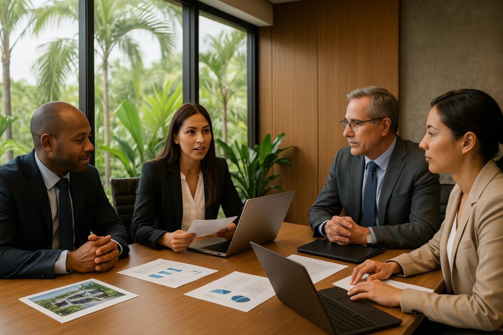 A professional investment meeting at GAP Investments in Costa Rica.