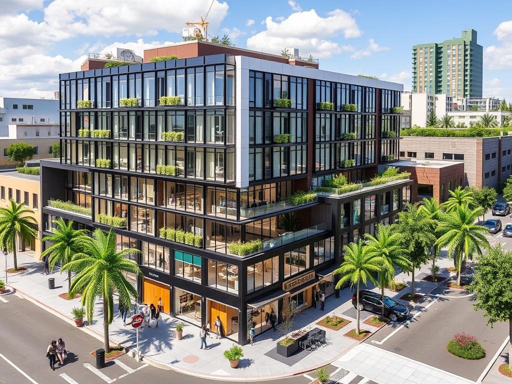 Mixed-use development in San José's growing urban center Mixed-use development in San José's growing urban center