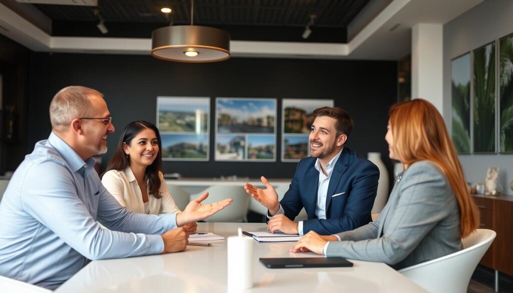 Professional GAP investment advisors meeting with clients
