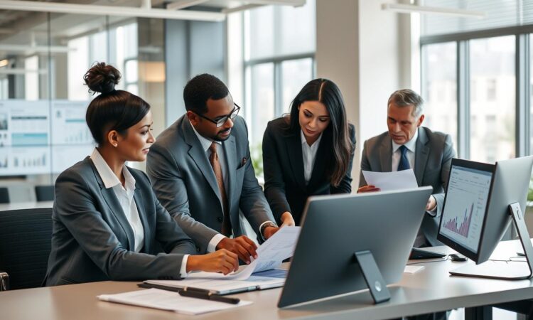 Risk management team from Gap Investments reviewing U.S. investment fund companies' applications for Costa Rica home equity loans